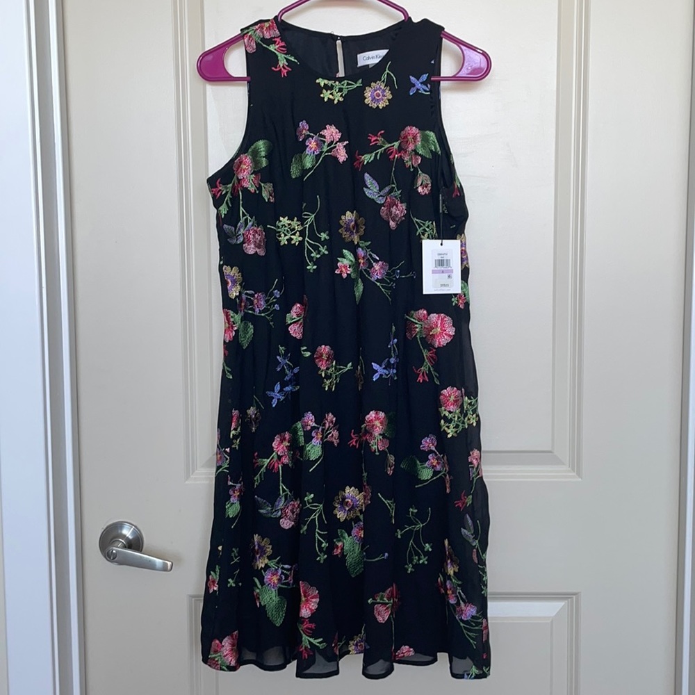 BNWT Calvin Klein Floral Embroidered Shift Dress Sz 6 RRP $179